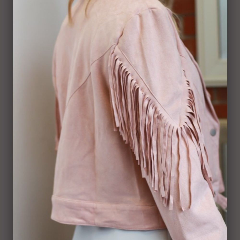 WHOLESALE BULK Fringe Suede Jacket Blush NWT K5 - Picture 8 of 8